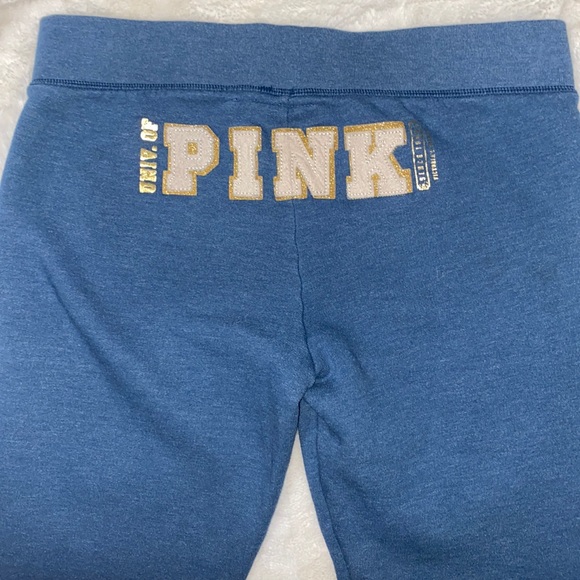 VICTORIA’s SECREt PINK 2007 Blue Sweatpants Gold Cream Patch Logo Back MEDIUM - Picture 8 of 16
